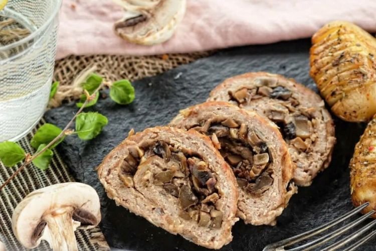 Hackbraten mit Pilzen