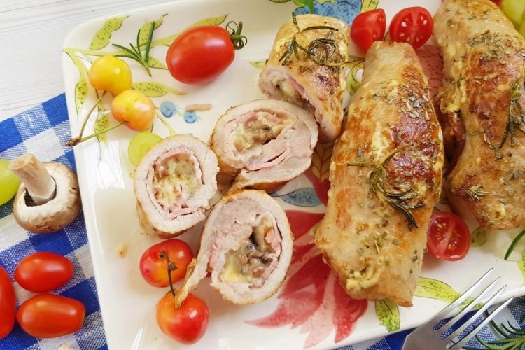 Hackbraten mit Käse und Pilzen
