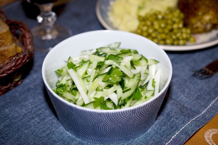 Fresh Black Radish, Cucumber, and Herb Salad
