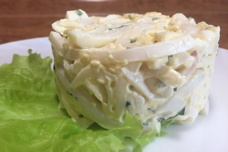 Black Radish, Calamari, and Cheese Salad