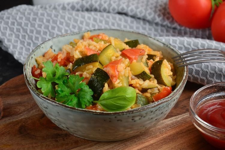 Stewed Zucchini with Rice