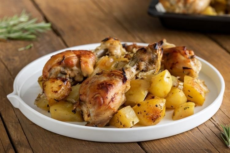 Chicken Drumsticks with Potatoes in the Oven