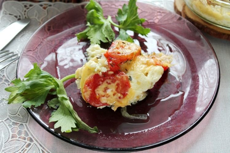 Pollock with Tomatoes and Cheese