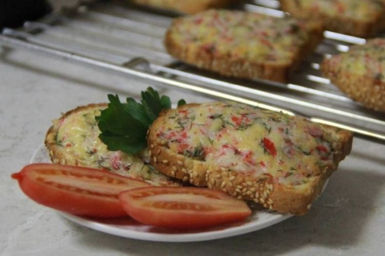 Hot Sandwiches with Crab Sticks