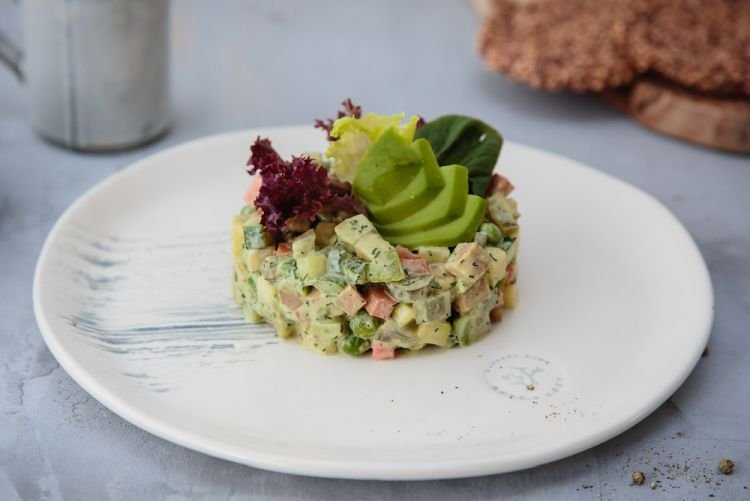 Olivier Salad with Chicken and Avocado