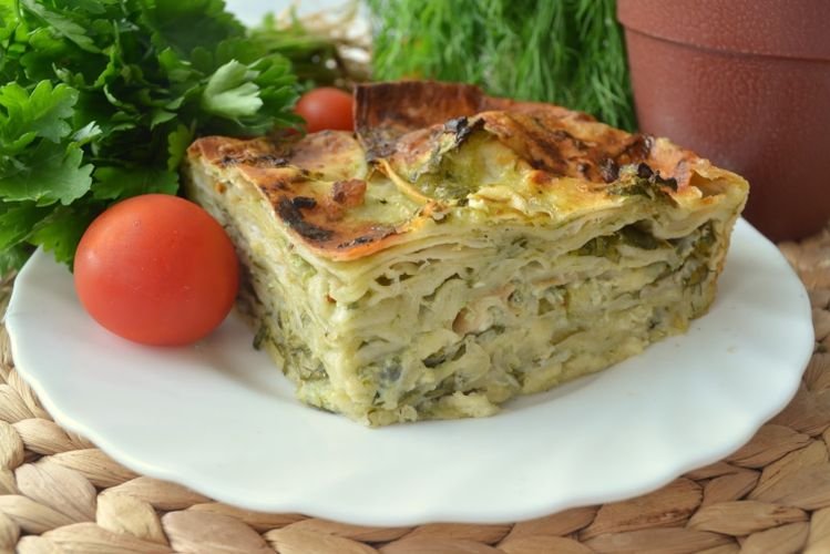 Achma with Mozzarella and Basil in the Oven