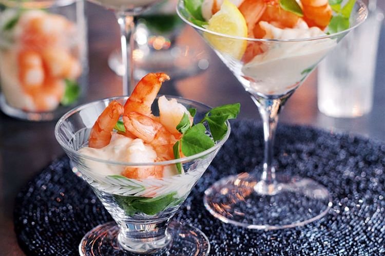 Aperitivo saludable con camarones