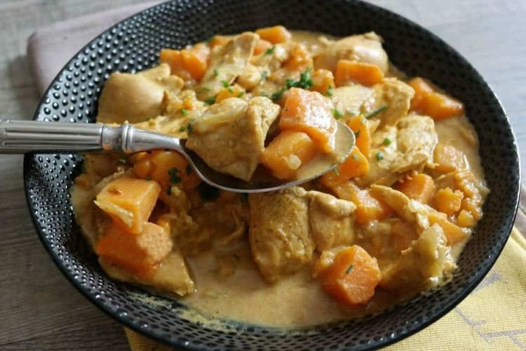 Hähnchen mit Kürbis in Sahnesauce
