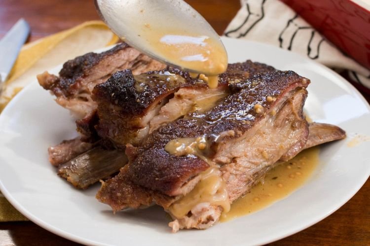Lammfleisch, in Senf gebacken