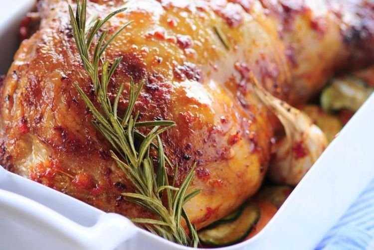 Lammkeule mit Auberginen und Zucchini aus dem Ofen