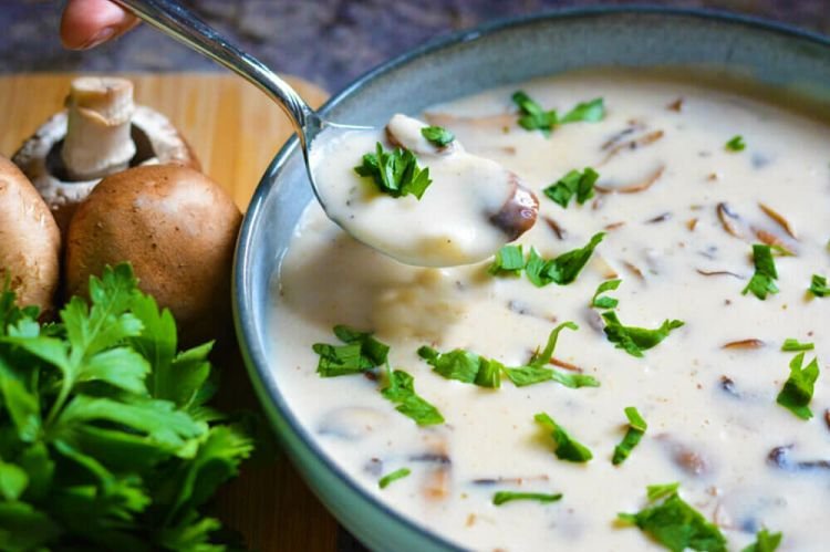 Pilzsuppe mit Milch und Sahne