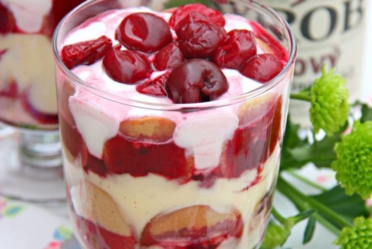 Cherry Trifle with Ladyfingers