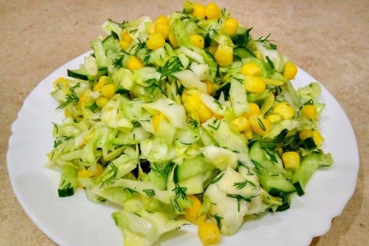 Corn, Cabbage, and Cucumber Salad