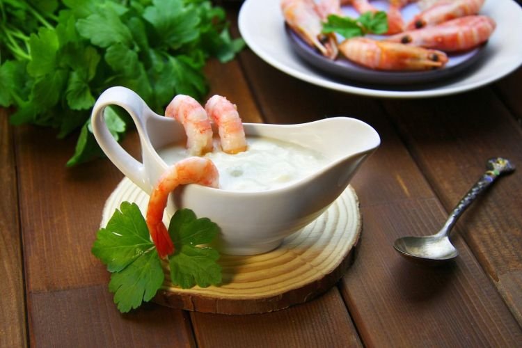 Sahnesauce zu Garnelen