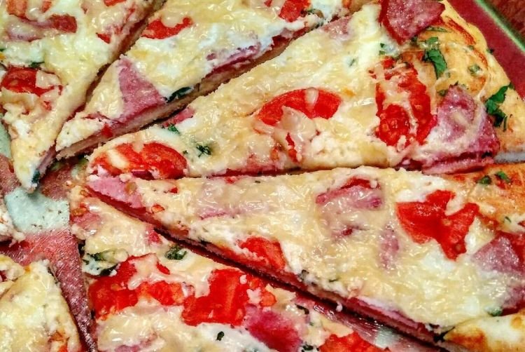 Pizza with Salami and Bell Pepper