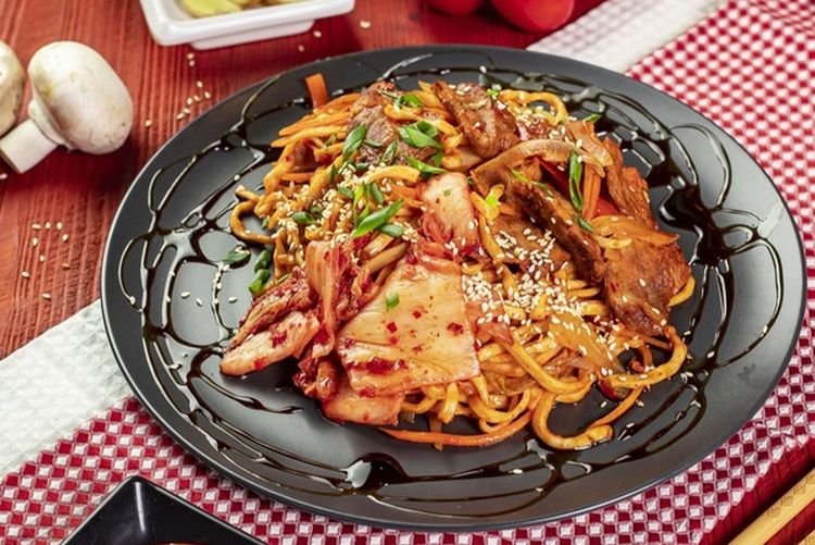 Bacon and Kimchi Udon