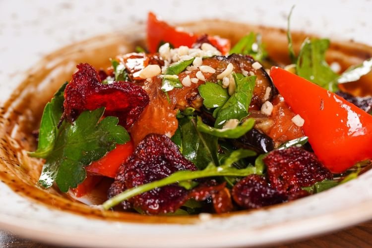 Salad with Sun-Dried Tomatoes and Eggplant