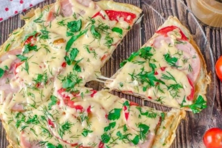 Lavash Pizza with Ham and Feta