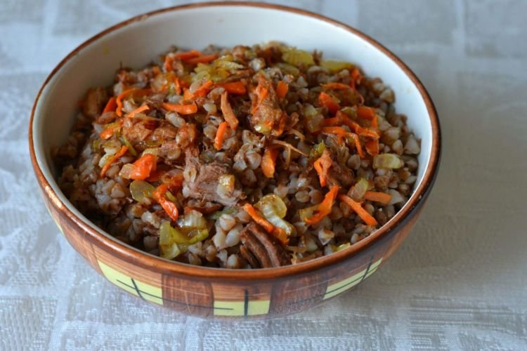Buckwheat with Stewed Meat and Vegetables