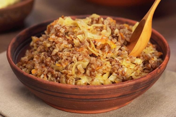 Buckwheat with Stewed Meat and Cabbage