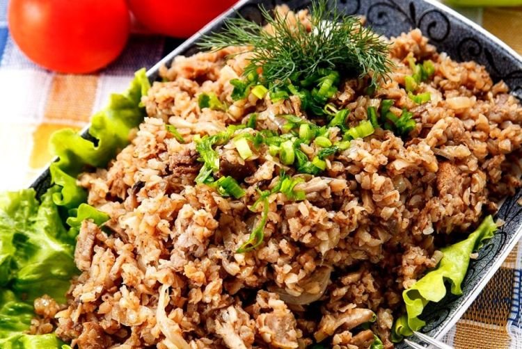 Buckwheat with Stewed Meat in a Pot