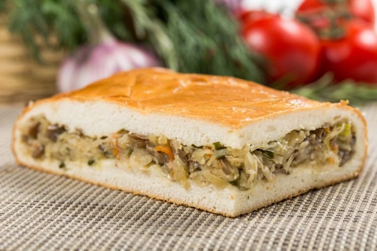 Relleno con repollo y champiñones