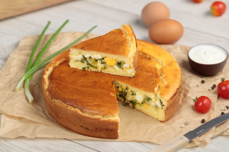 Relleno con cebollino y huevo