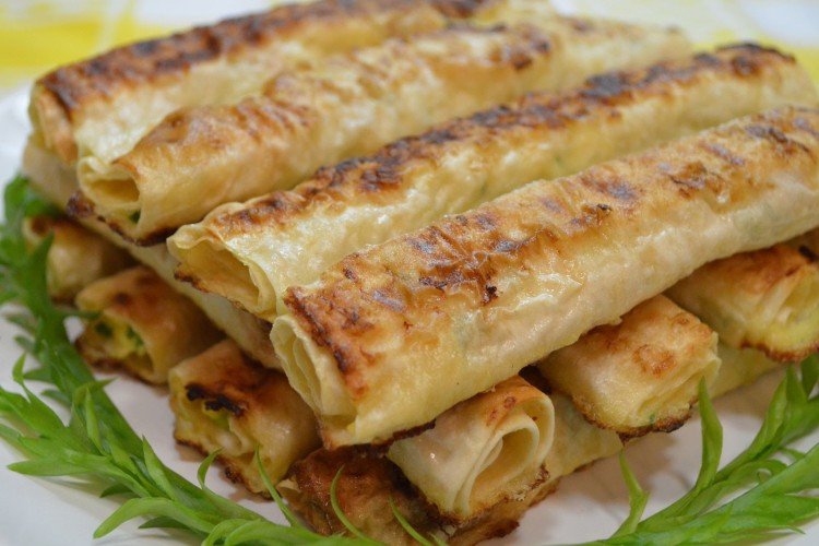 Fried Lavash Tubes with Cheese