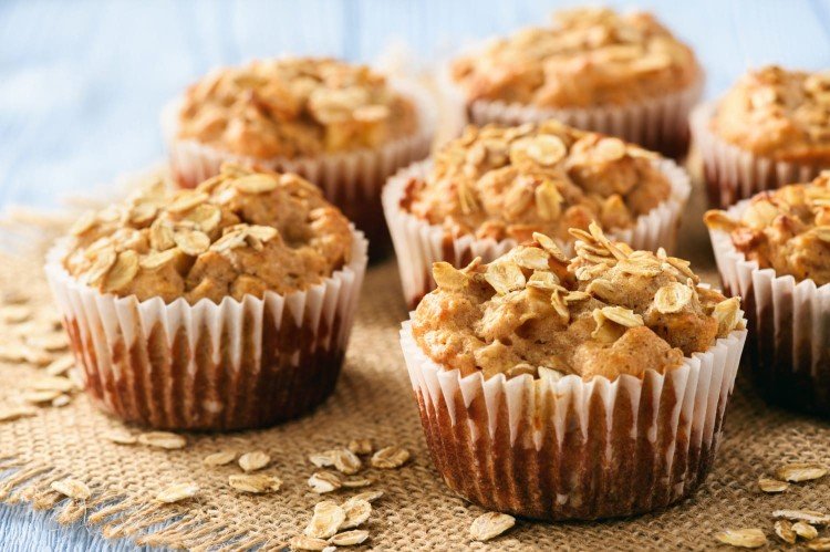 Muffins de plátano con avena