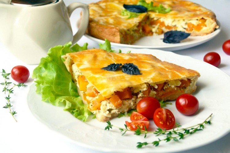 Pastel de calabaza con queso feta