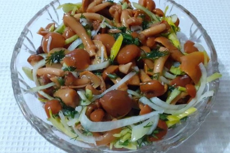 Ensalada de col y setas encurtidas