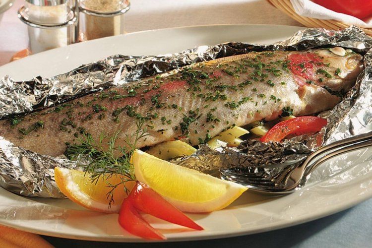 Fish Stuffed with Potatoes in the Oven
