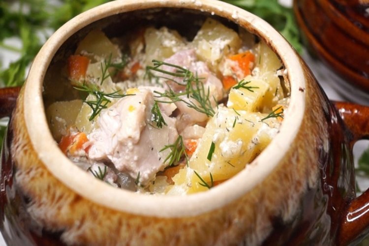 Fish and Potatoes in Pots