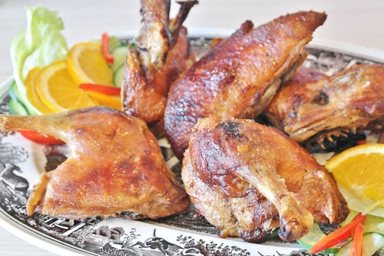 Gans in Stücken aus dem Ofen