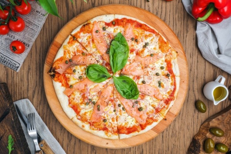 Pizza con salmón