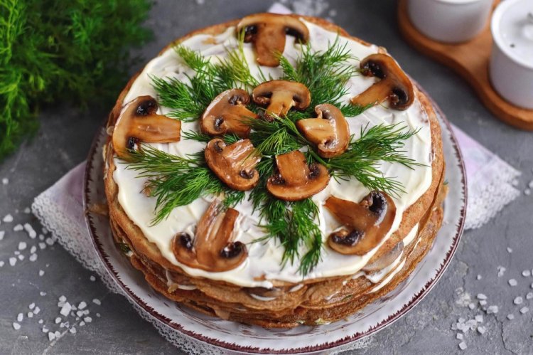 Leberkuchen mit Pilzen