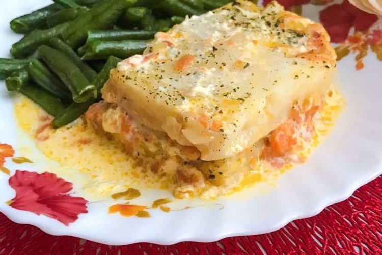 Fletán con trigo sarraceno al horno
