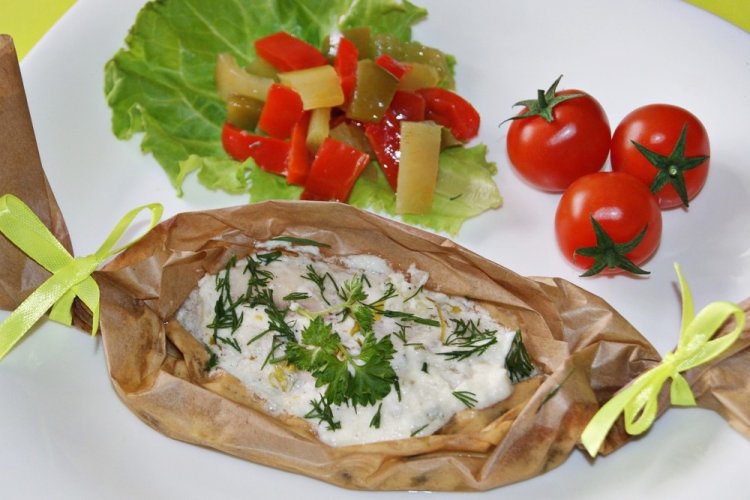 Fletán con vieiras al horno
