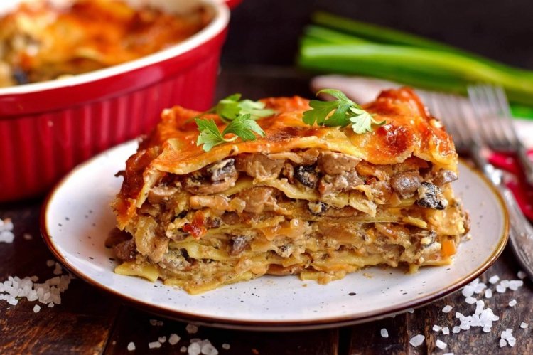 Lasaña con champiñones