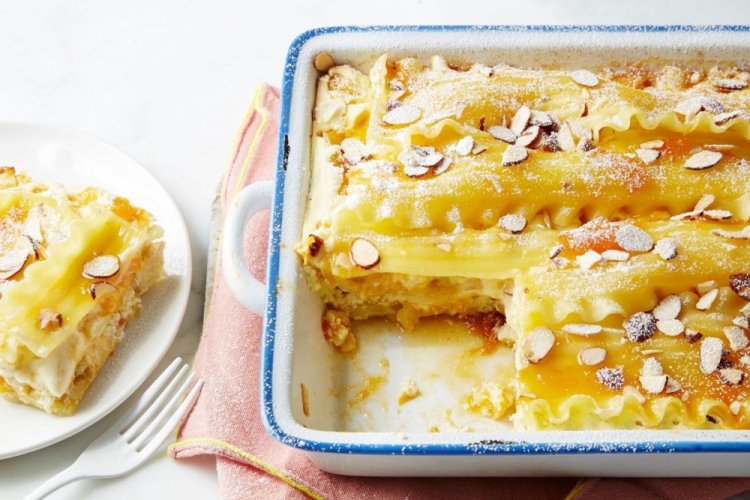 Lasaña de manzana y canela
