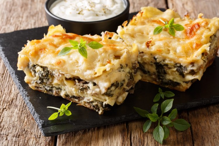 Lasaña de pollo y champiñones