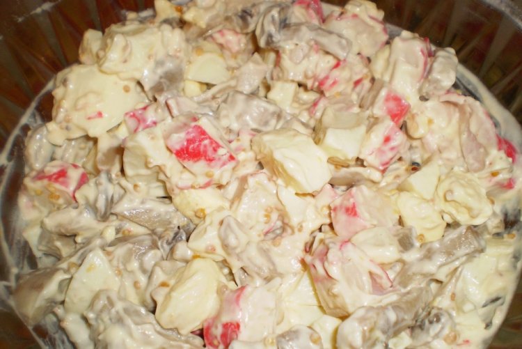 Krabbensalat mit Pilzen