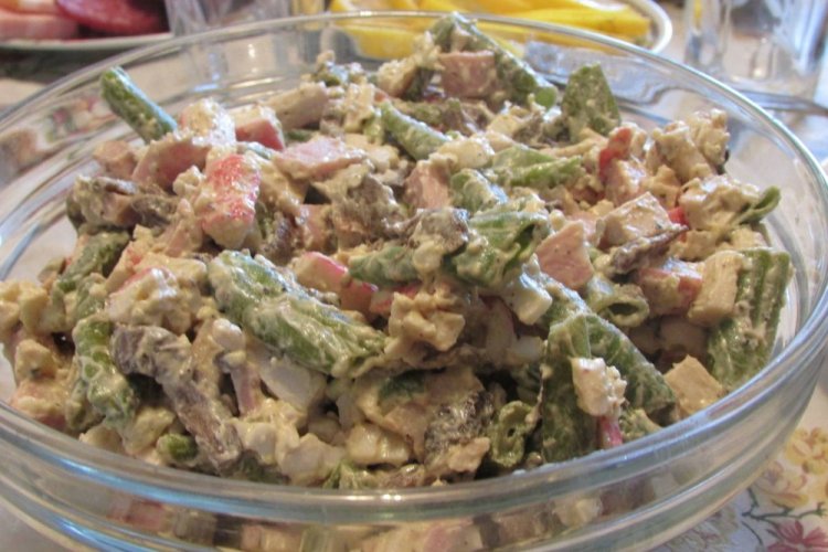 Krabbensalat mit grünen Bohnen