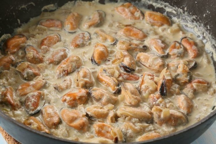 Muscheln in Sahnesauce aus dem Ofen