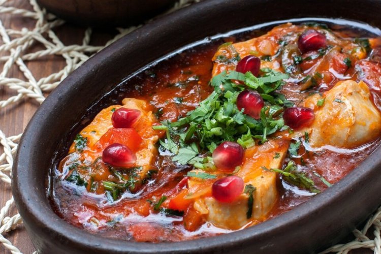 Chakhokhbili with Pomegranate Seeds