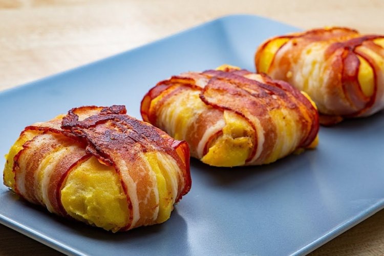 Patatas rellenas con beicon al horno
