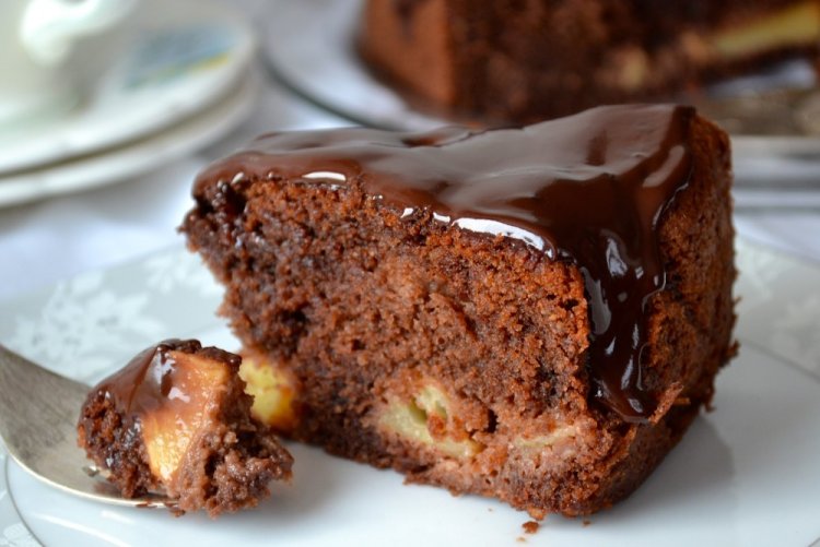 Tarta de manzana con chocolate