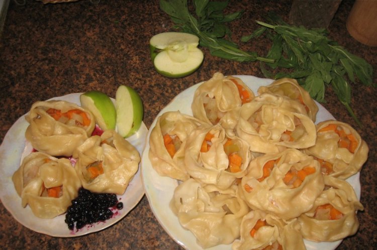 Manti de calabaza y manzanas