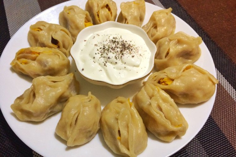 Manti magros con calabaza y arroz