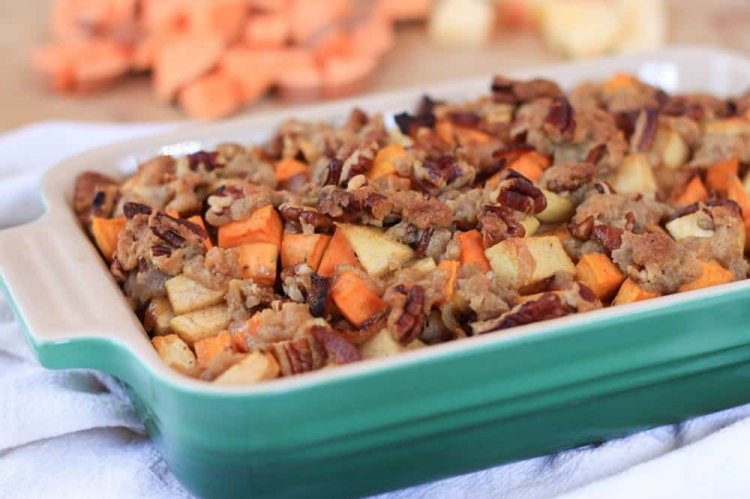 Süßkartoffeln mit Speck aus dem Ofen